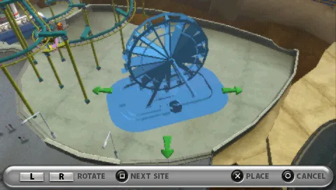 Thrillville PSP Placing new Ferris Wheel