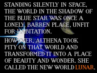 Lunar: Eternal Blue SEGA CD Scrolling back story