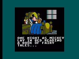 Mickey&#x27;s Ultimate Challenge SEGA Master System Intro cutscene, Mickey goes to sleep, wondering what it would 