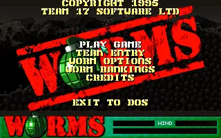 Worms DOS Main menu
