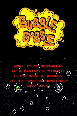 Bubble Bobble Revolution Nintendo DS Classic intro screen.