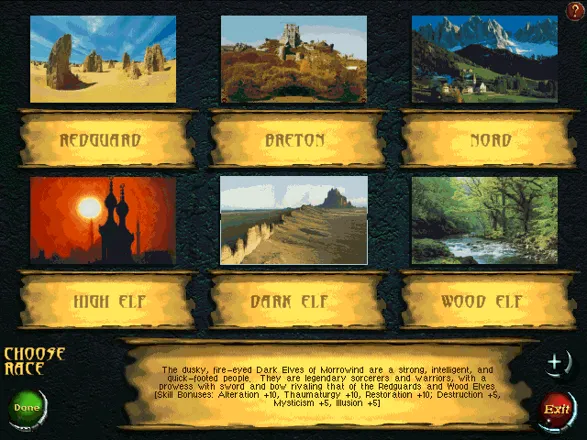 An Elder Scrolls Legend: Battlespire DOS Race selection