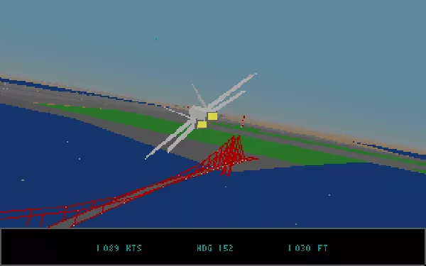 JetFighter II: Advanced Tactical Fighter DOS F-18 buzzing the Golden Gate bridge.