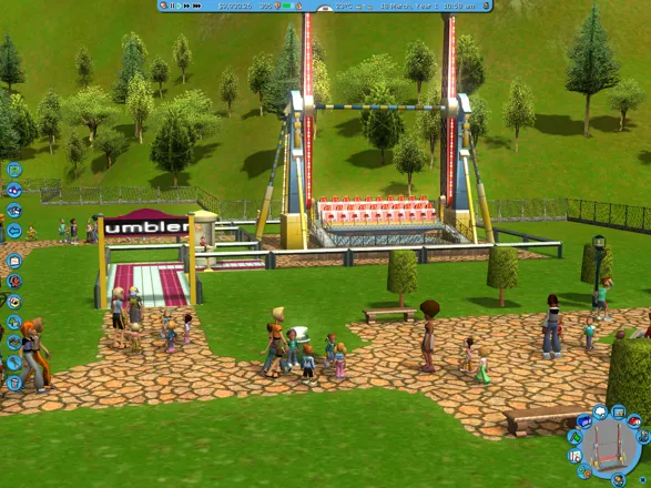 RollerCoaster Tycoon 3 Windows Hanging out in front of the tumbler.