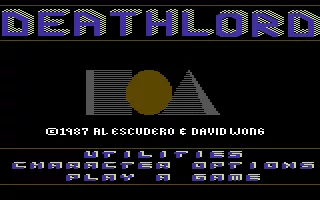 Deathlord Commodore 64 Main options