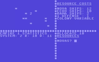 Andromeda Conquest Commodore 64 Resource allocation