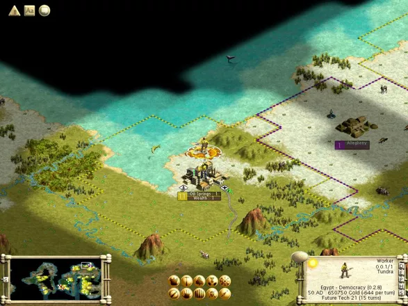 Sid Meier&#x27;s Civilization III Windows Oil Springs is currently polluted, and this worker is clearing up the existing pollution.