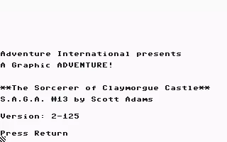 Sorcerer of Claymorgue Castle Commodore 64 Title screen