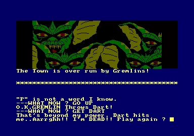 Gremlins: The Adventure Amstrad CPC I was killed. Gremlins have overrun the city.