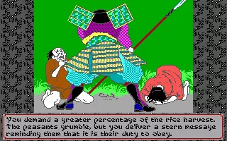 Sword of the Samurai DOS Raise taxes to gain land but lose support of your people.