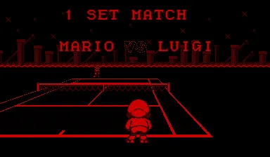 Mario&#x27;s Tennis Virtual Boy Starting a new game.