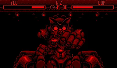 Teleroboxer Virtual Boy Incoming jab. There are various other moves needed to win, including uppercuts and blocking.