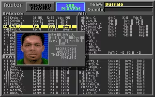 Joe Montana Football DOS Examining the Players (VGA)