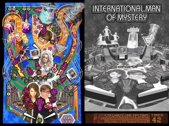 Austin Powers Pinball Windows The &#x22;International Man of Mystery&#x22; table in full-screen mode.