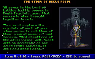 Hocus Pocus DOS Hocus Pocus has a really long story