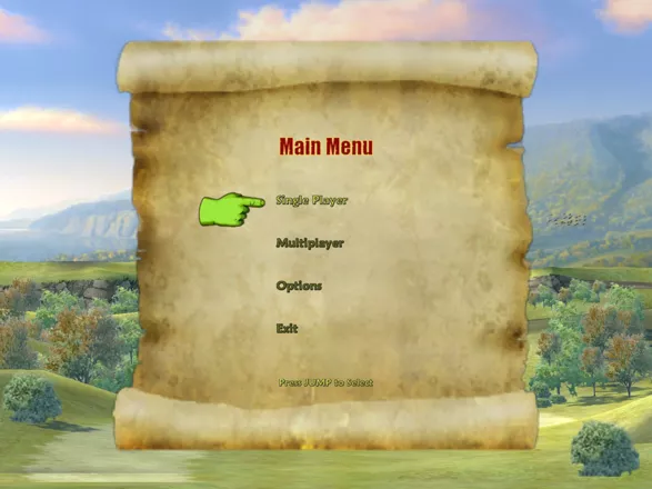 Shrek SuperSlam Windows Main menu