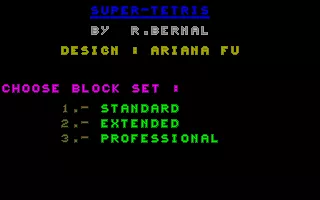 S-Tetris DOS Starting a game - Choose a Block Set and then a &#x22;Zone&#x22; (Screen)