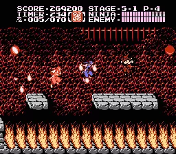 Ninja Gaiden II: The Dark Sword of Chaos NES More level 5-1 action