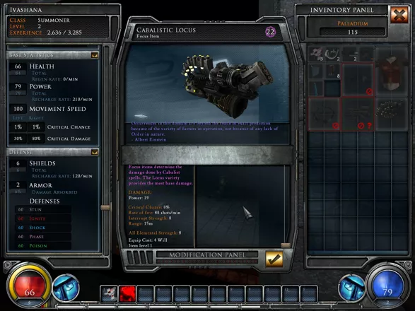 Hellgate: London Windows Displaying detailed information about my new weapon.