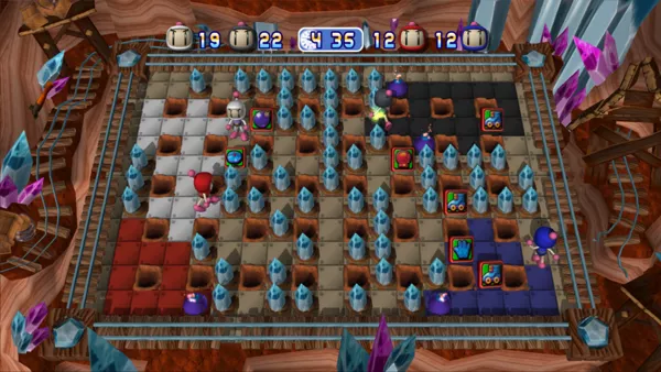 Bomberman Live Xbox 360 Zombie Mode: bomb to paint tiles... if you die, you respawn in this mode but will lose all your tiles.
