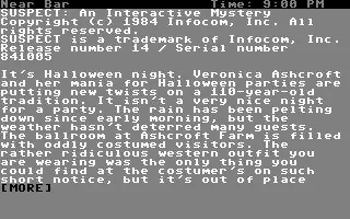 Suspect Commodore 64 Title screen / Starting location