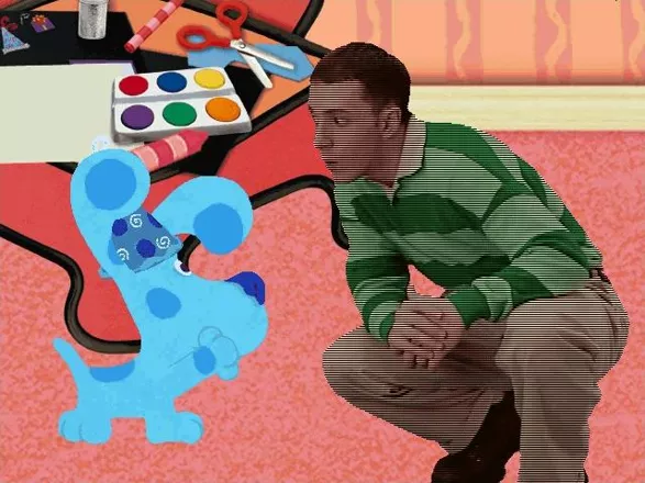 Blue&#x27;s Clues: Blue&#x27;s Birthday Adventure Windows Intro - Blue whispers to Steve that she wants to play Clues