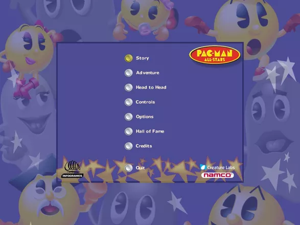 Pac-Man All-Stars Windows Menu screen