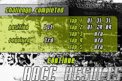 ATV: Quad Power Racing Game Boy Advance End of race stats