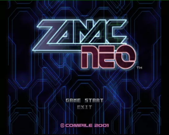 Zanac X Zanac PlayStation Zanac Neo top menu