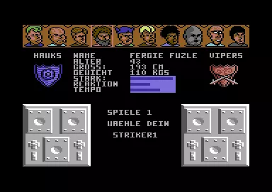 Hypaball Commodore 64 Team selection
