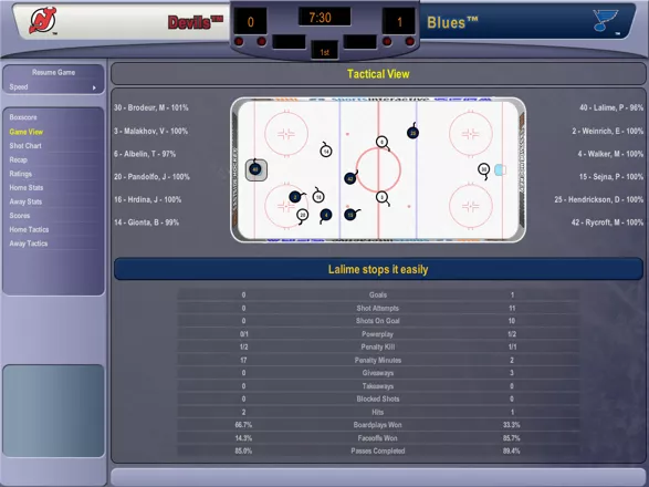 NHL Eastside Hockey Manager 2005 Windows Game in progress