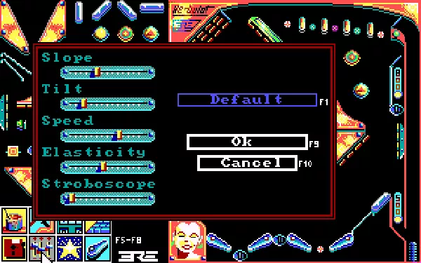 Macadam Bumper DOS editor features, change playfield attributes
