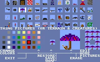 Stuart Smith&#x27;s Adventure Construction Set Amiga Editing the graphics of the things.