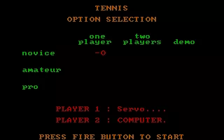 Tournament Tennis DOS Setting up a new game. (CGA with RGB monitor)