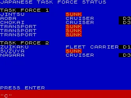 Pacific War ZX Spectrum Japanese Task Force status