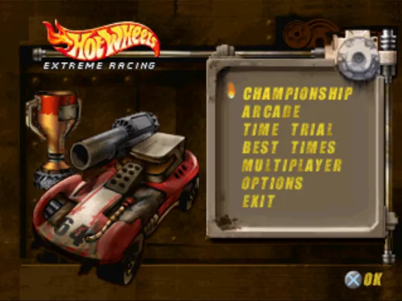 Hot Wheels: Extreme Racing PlayStation Main menu