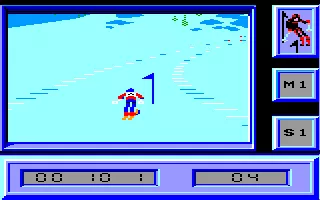 Downhill Challenge Amstrad CPC Performing the Slalom during Competition...