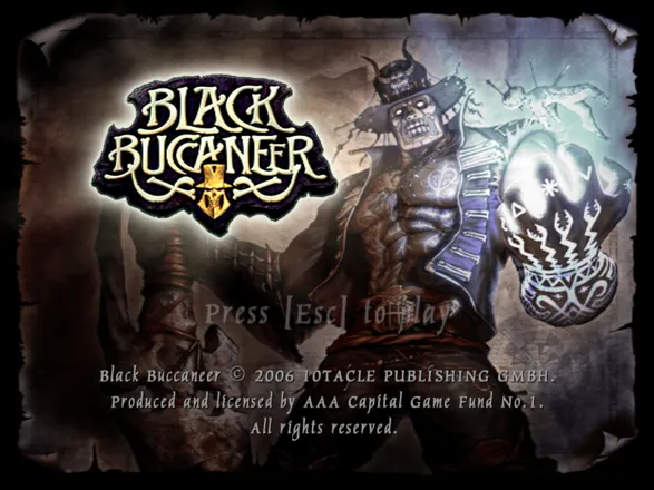 Pirates: Legend of the Black Buccaneer Windows Title screen.