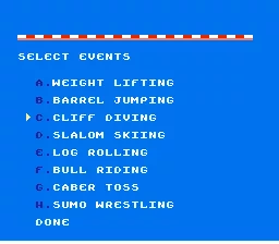 World Games NES Choosing your event