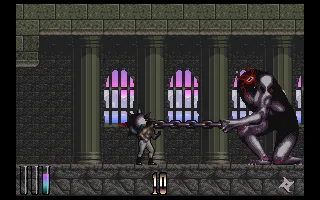 Shadow of the Beast III Amiga This hideous creature hits me with his spiked ball!