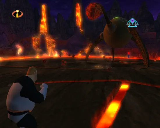 The Incredibles Windows Facing off against an Omni-Droid in the volcano.
