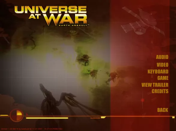 Universe at War: Earth Assault Windows Main menu