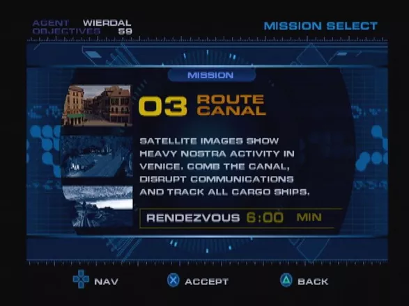 Spy Hunter PlayStation 2 Mission Selection