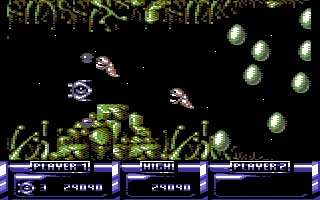 IO Commodore 64 When these eggs burst, aliens comes out and attack.
