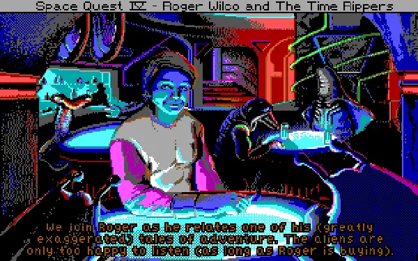 Space Quest IV: Roger Wilco and the Time Rippers DOS The opening sequence (EGA/TAndy)