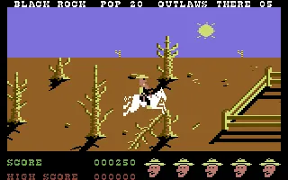Outlaws Commodore 64 Jumping over a fallen tree.