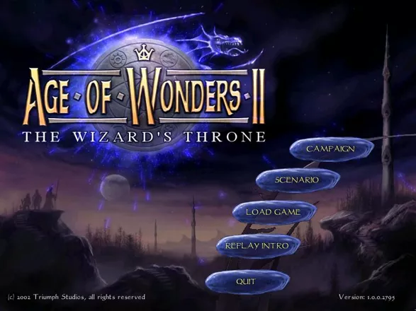 Age of Wonders II: The Wizard&#x27;s Throne Windows Main menu.