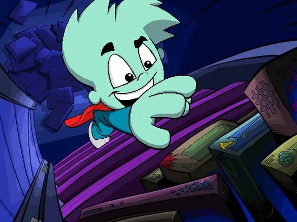 Pajama Sam: Games to Play on Any Day Windows Sam dons his cape and climbs the closet shelves to reach his board games