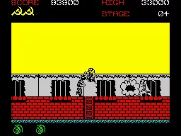 Rush&#x27;n Attack ZX Spectrum Stage 4 - being kicked in the head by a fast jumper.