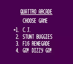 Game selection screen